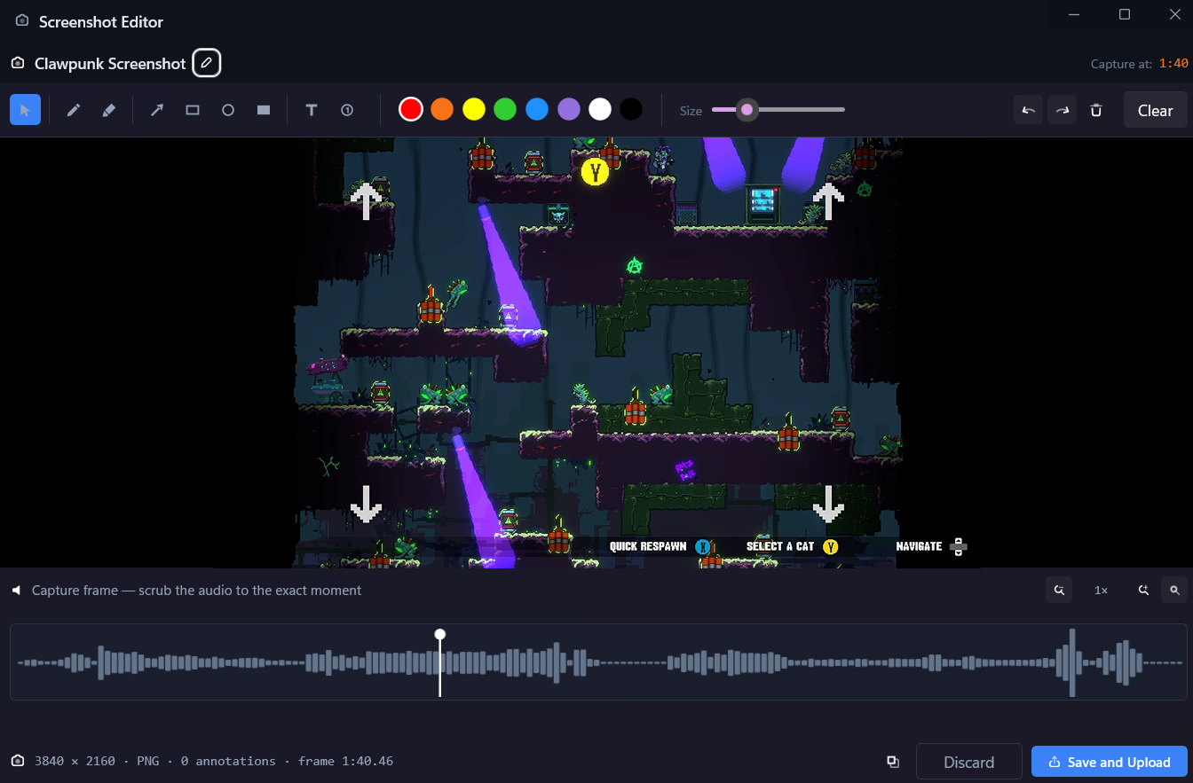 Screenshot editor annotating a captured frame